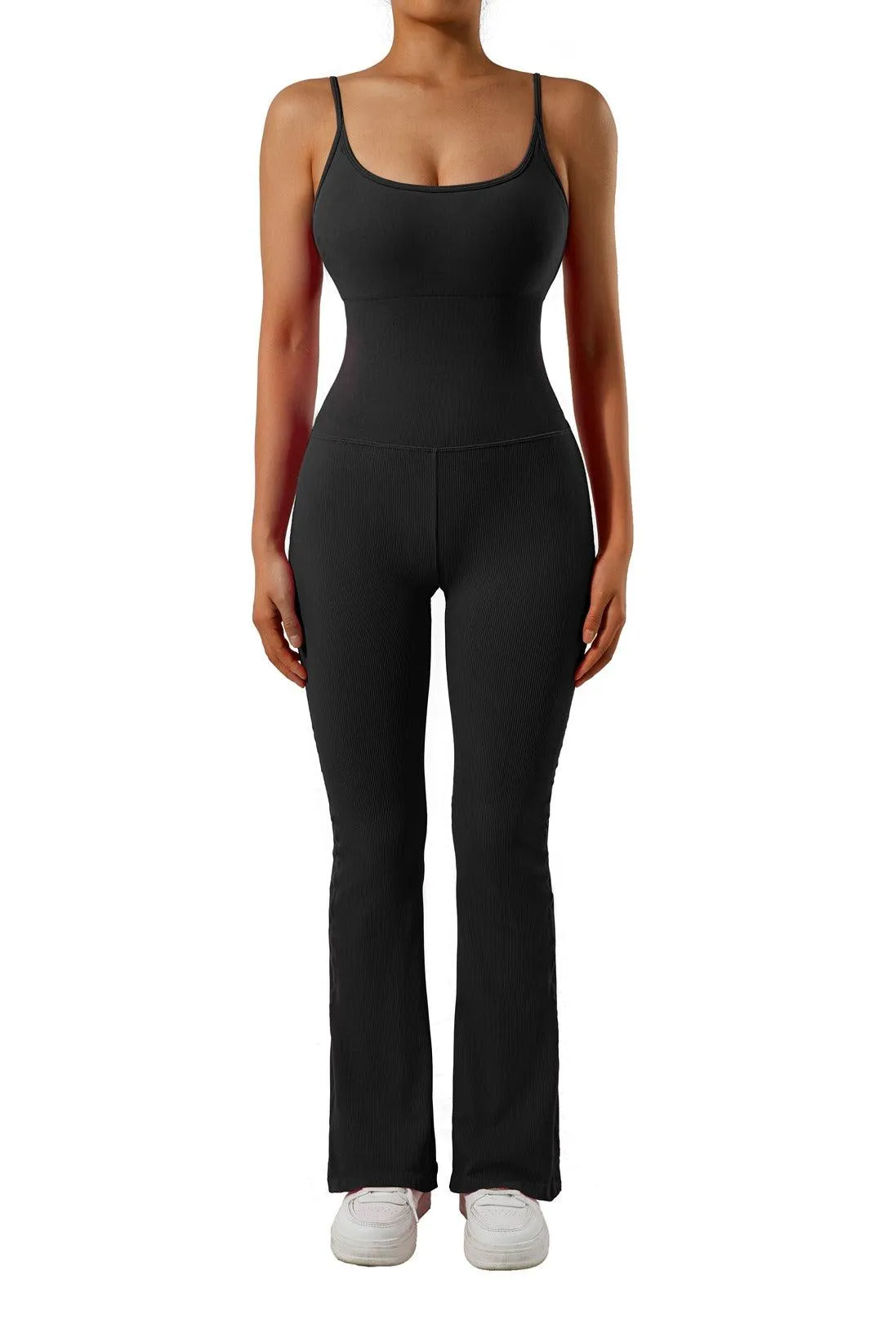 Seamless Ribbed Flare Jumpsuit