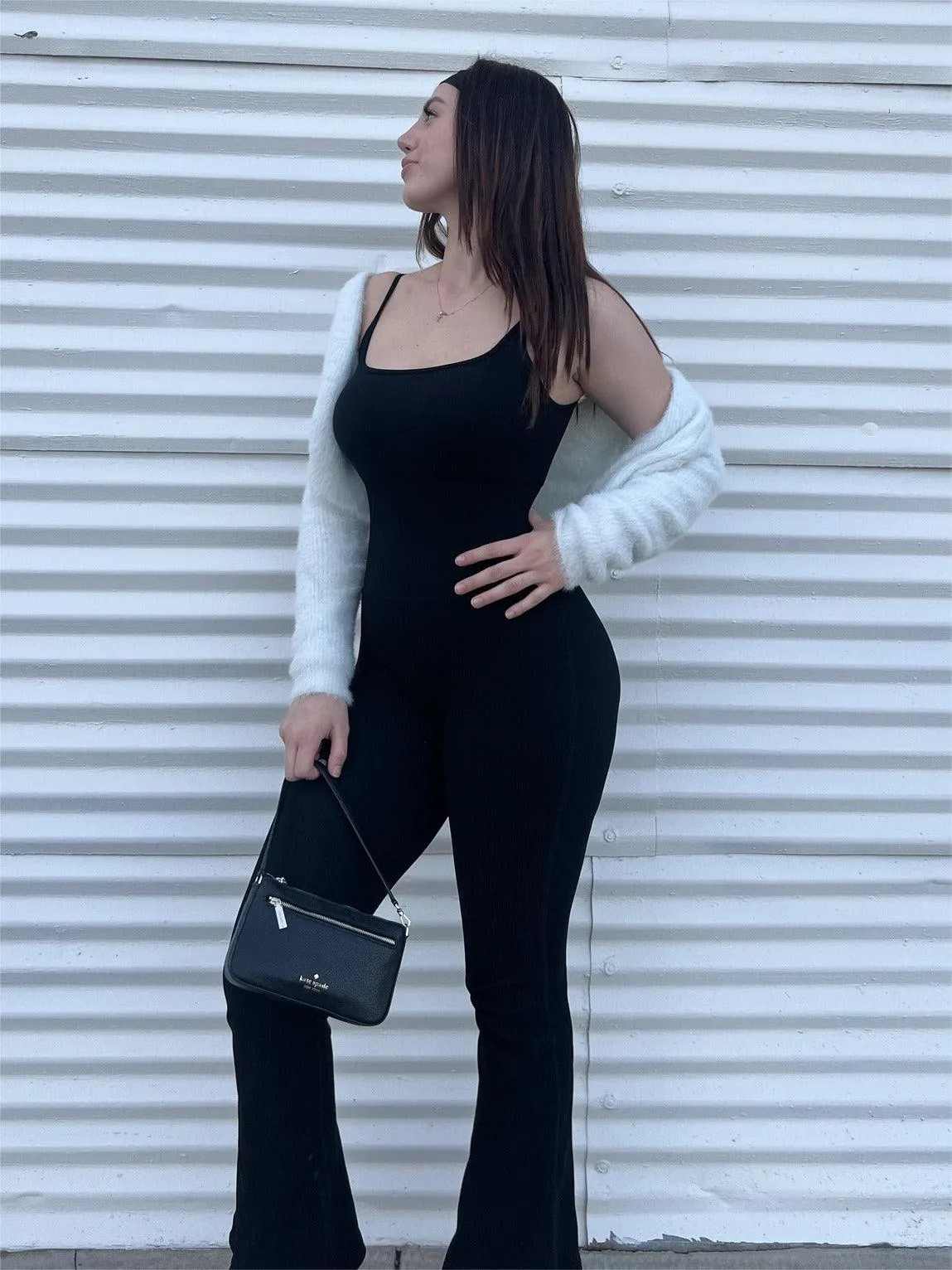 Seamless Ribbed Flare Jumpsuit