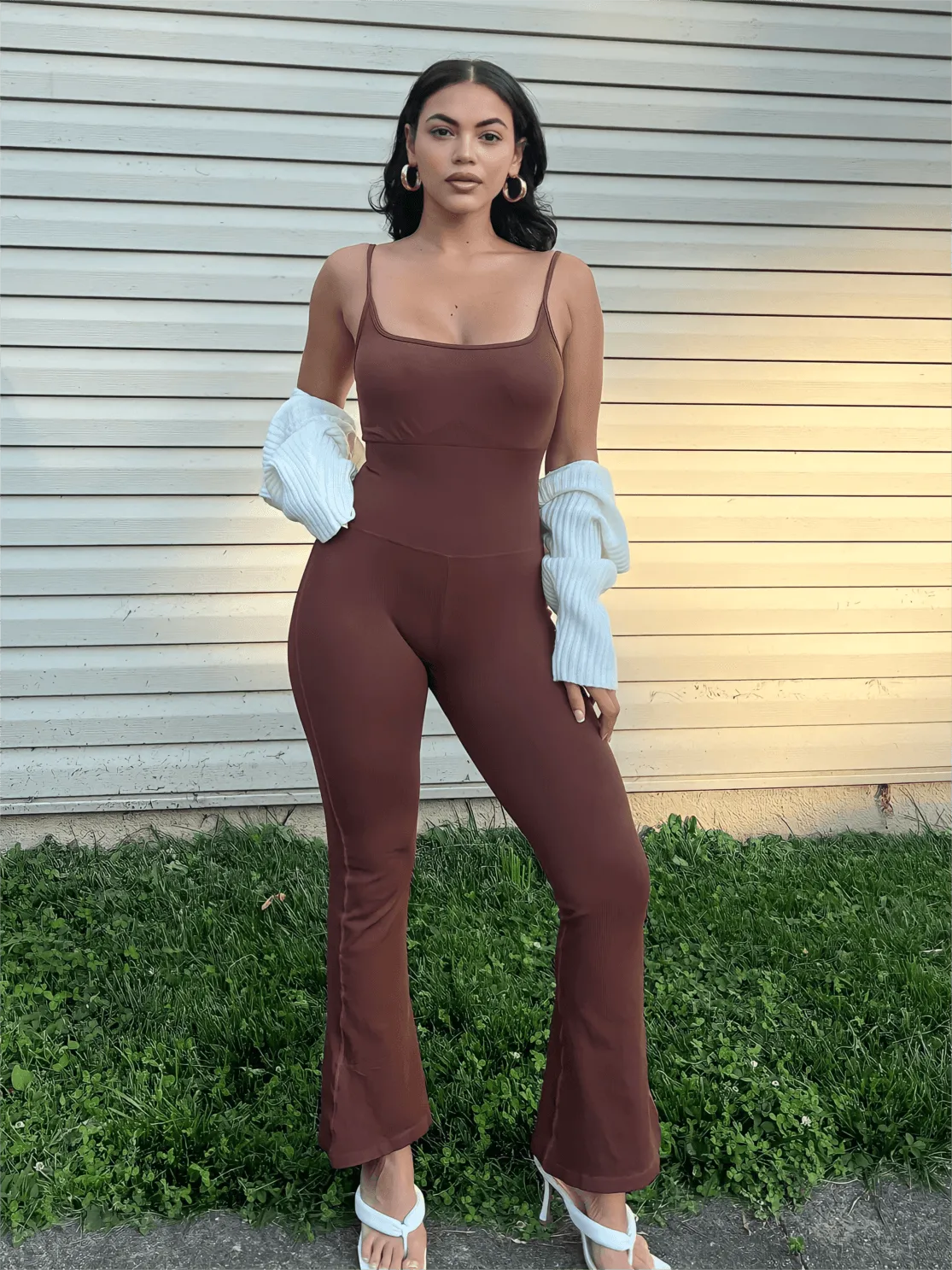 Seamless Ribbed Flare Jumpsuit