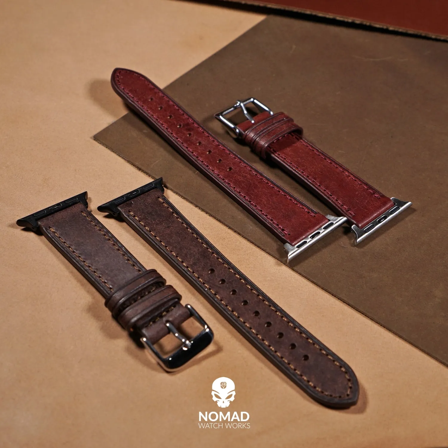 Signature Pueblo Leather Strap in Bordeaux (Apple Watch)