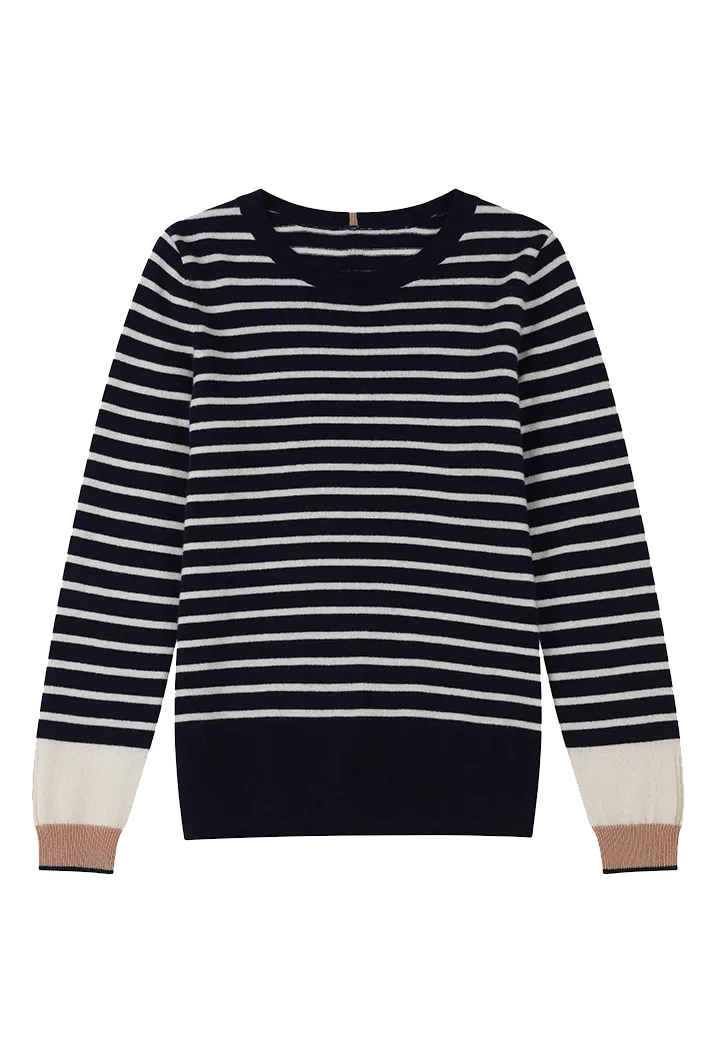 Striped Cashmere Crew Neck Sweater