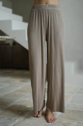 Taupe Easy Pleated Pants