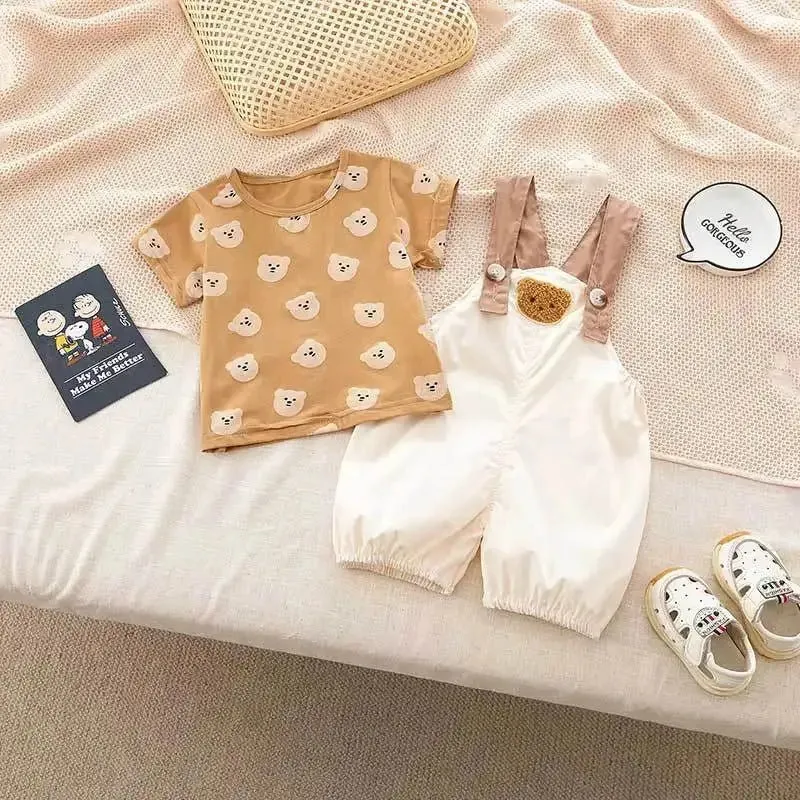 Teddy Bear Tshirt & Baby Boy Romper Duo