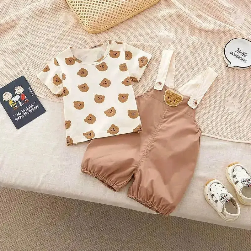 Teddy Bear Tshirt & Baby Boy Romper Duo