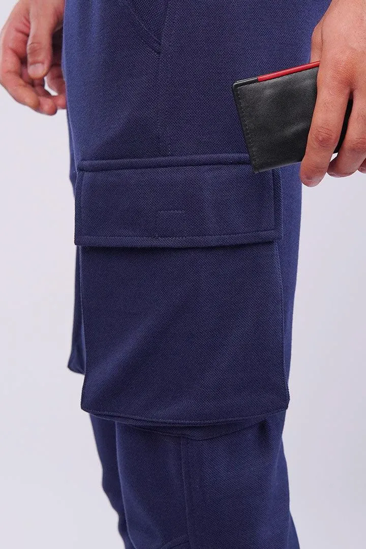 Terry Cargo Joggers - Navy Blue