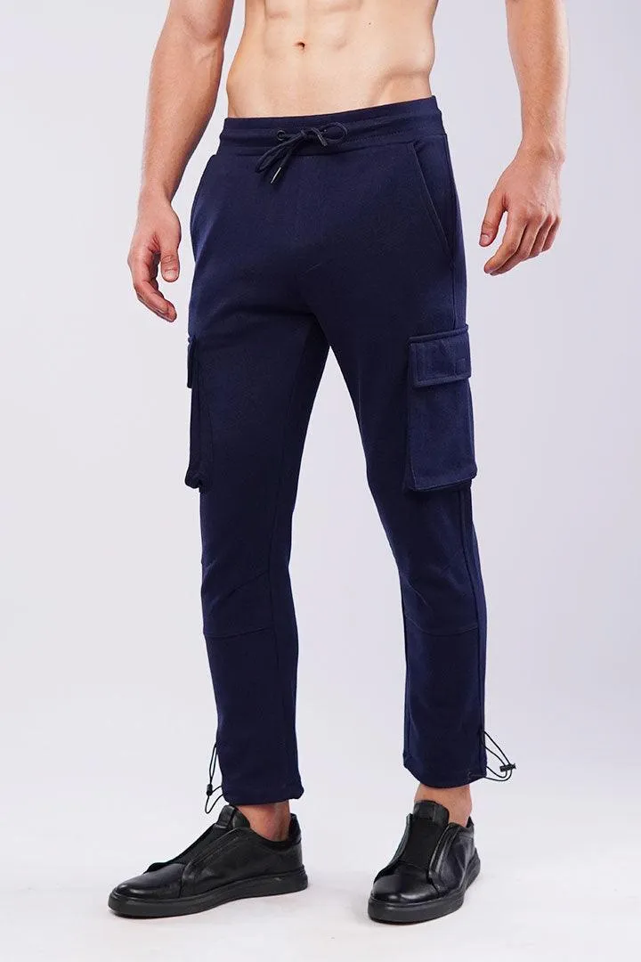 Terry Cargo Joggers - Navy Blue