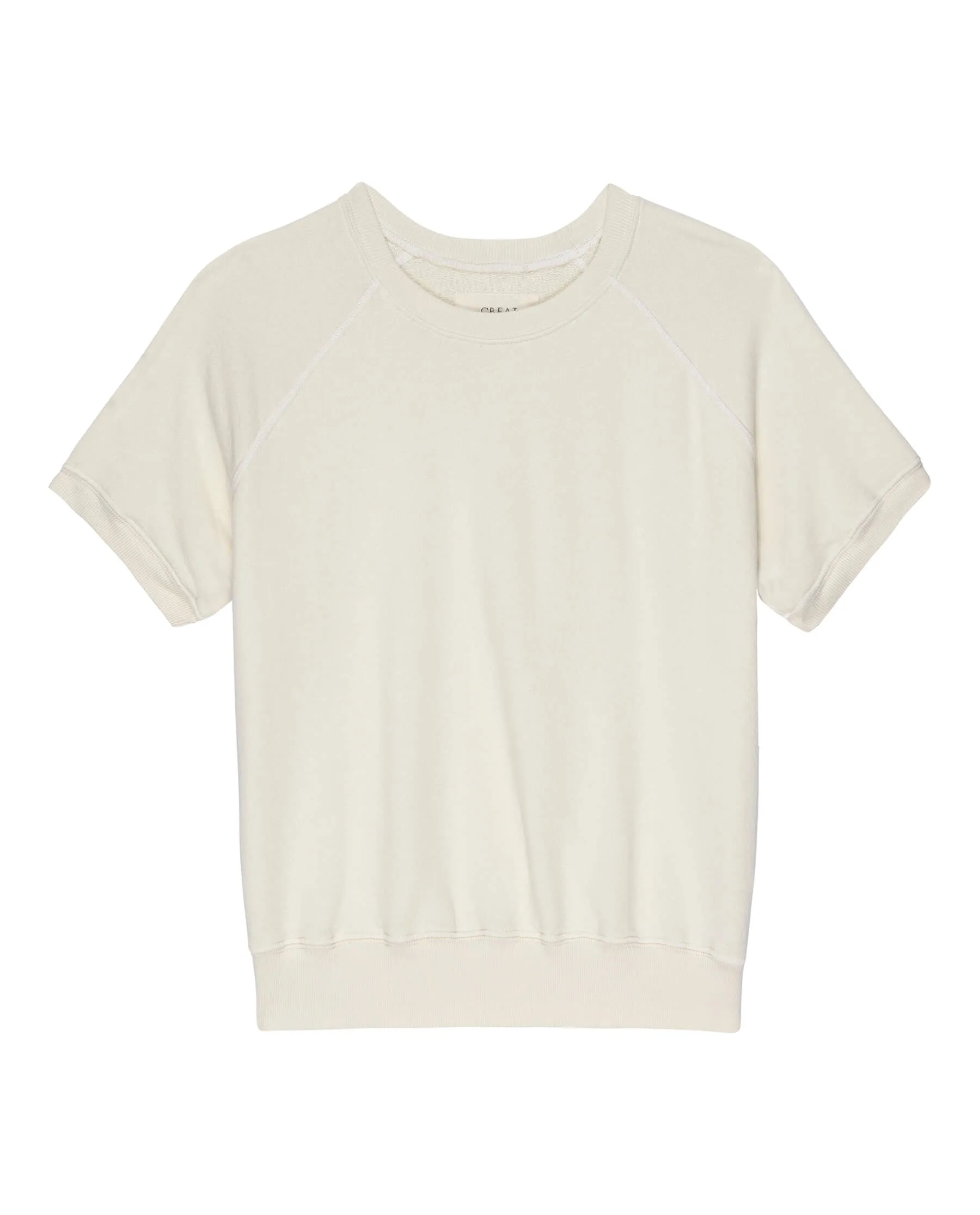 The Short Sleeve Sweatshirt. Solid -- Washed White