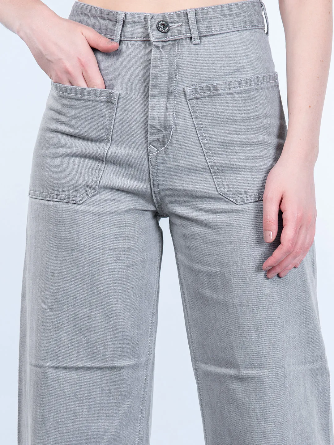 Two Pocket Grey Flared Jeans