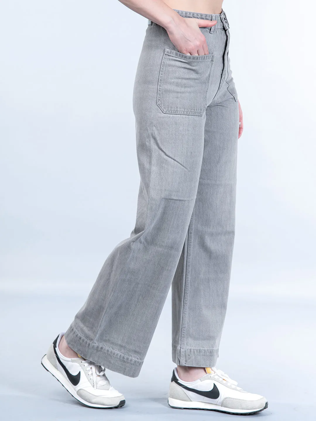 Two Pocket Grey Flared Jeans