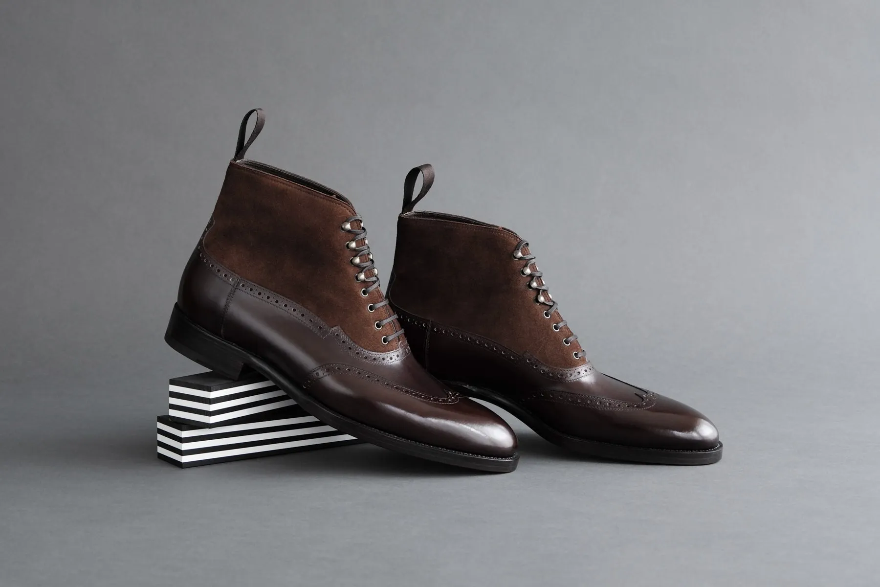 TwoThreeFour.Balmoral II Wingtip Balmoral Boots From Bavarian Calf and Suede