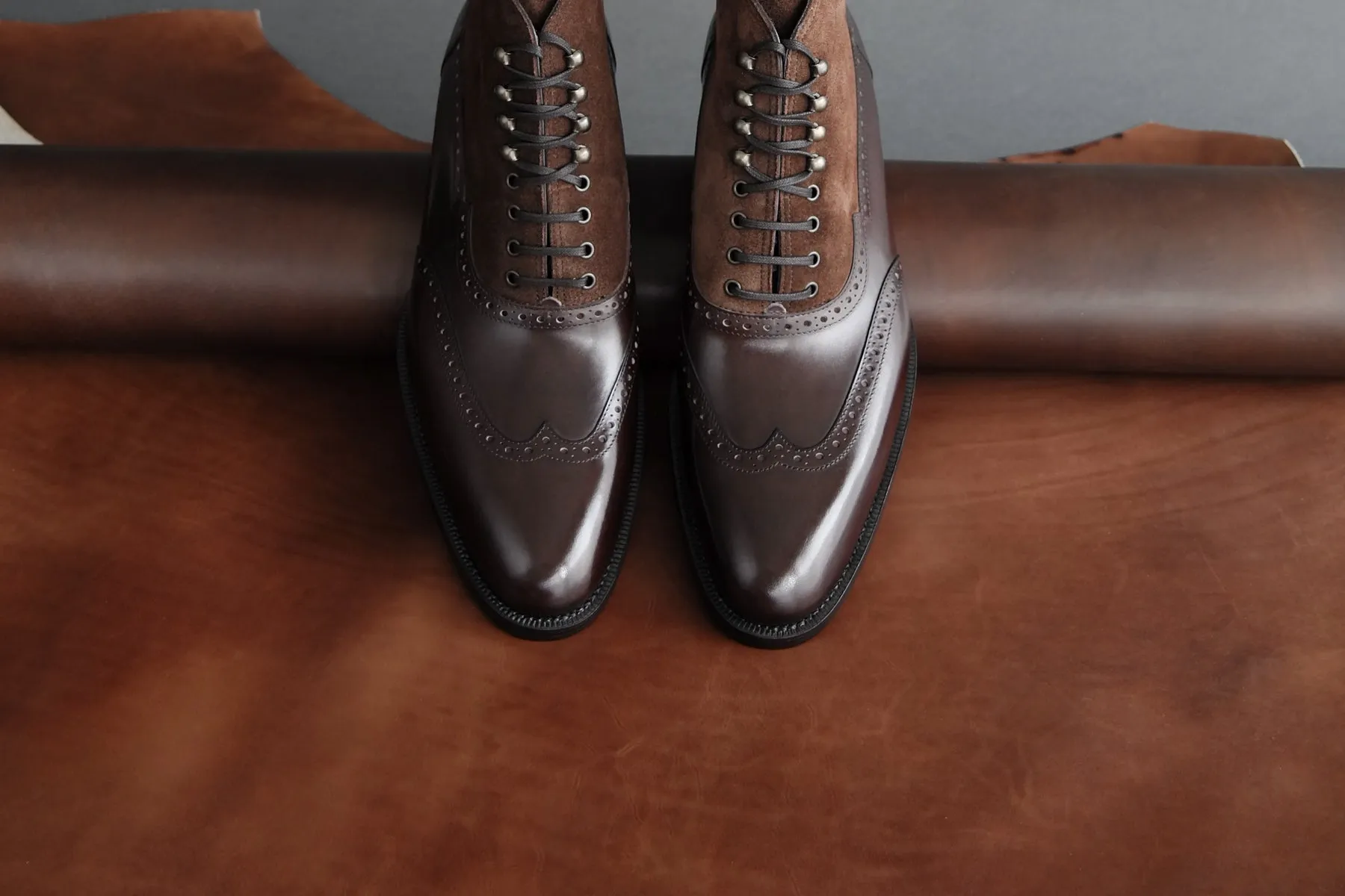 TwoThreeFour.Balmoral II Wingtip Balmoral Boots From Bavarian Calf and Suede