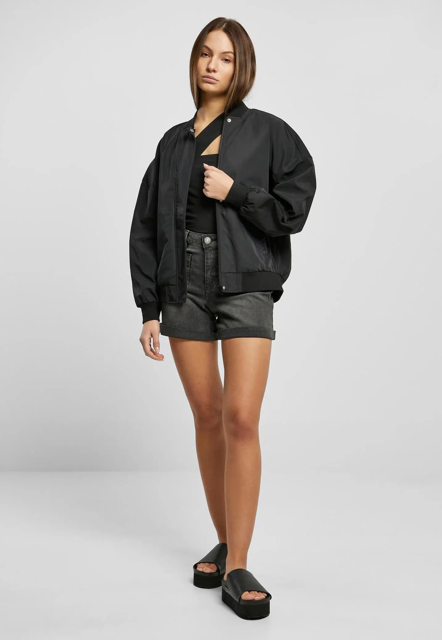 Urban Classics - Ladies Recycled Oversized Light Bomber Black - Jacket