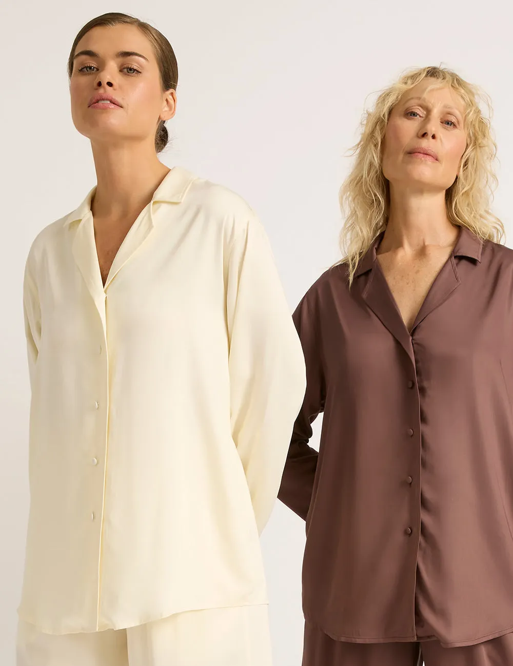 Vegan Silk Long Sleeve Sleep Shirt - Garnet