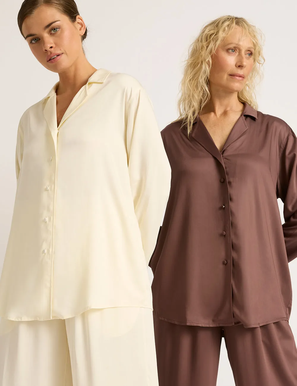 Vegan Silk Long Sleeve Sleep Shirt - Garnet