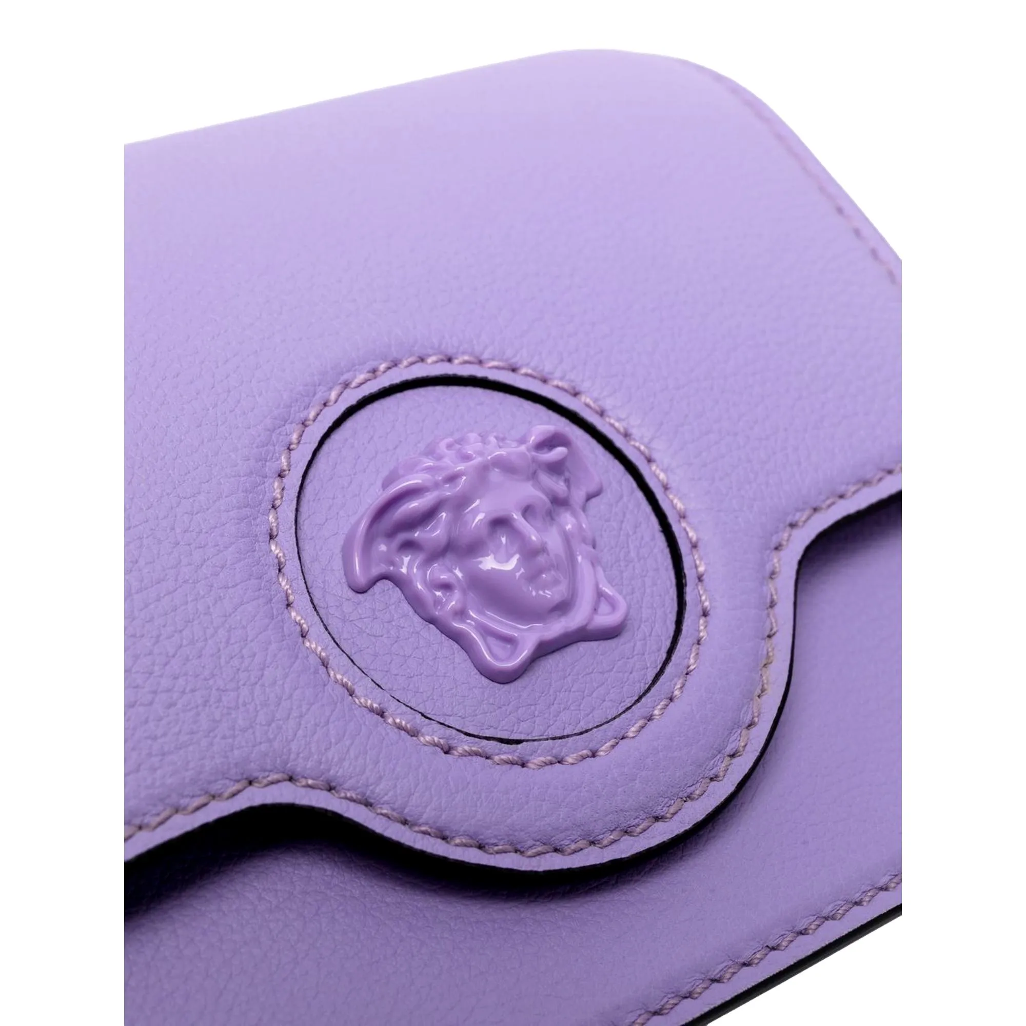 Versace La Medusa Lilac Pebbled Leather Crossbody Bag