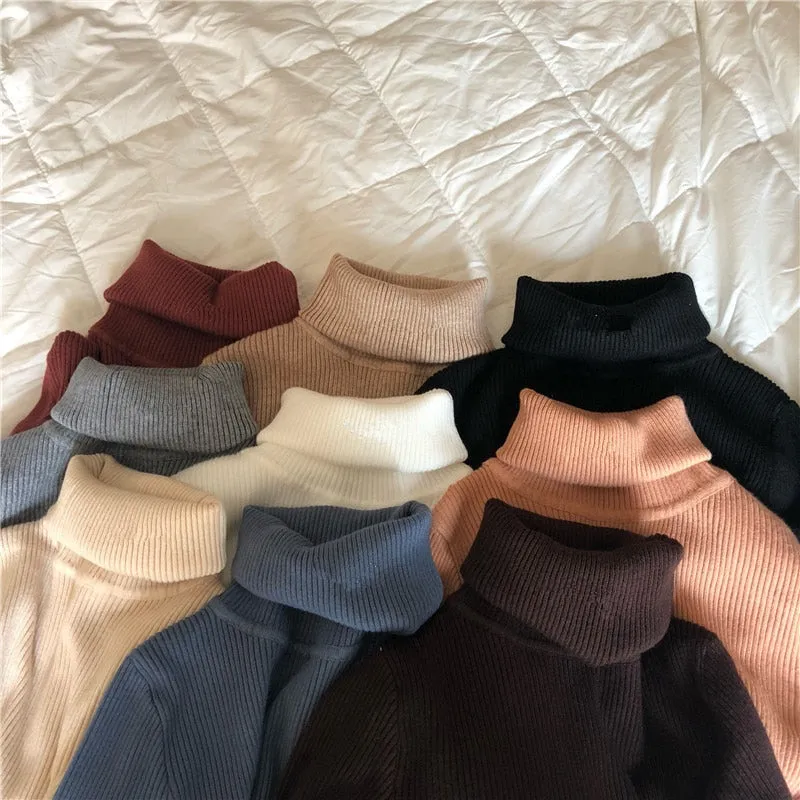 Women Turtleneck Casual Soft Knit Sweaters