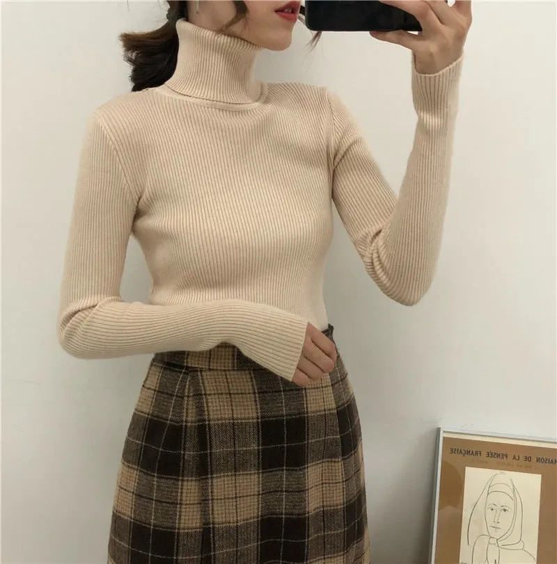 Women Turtleneck Casual Soft Knit Sweaters