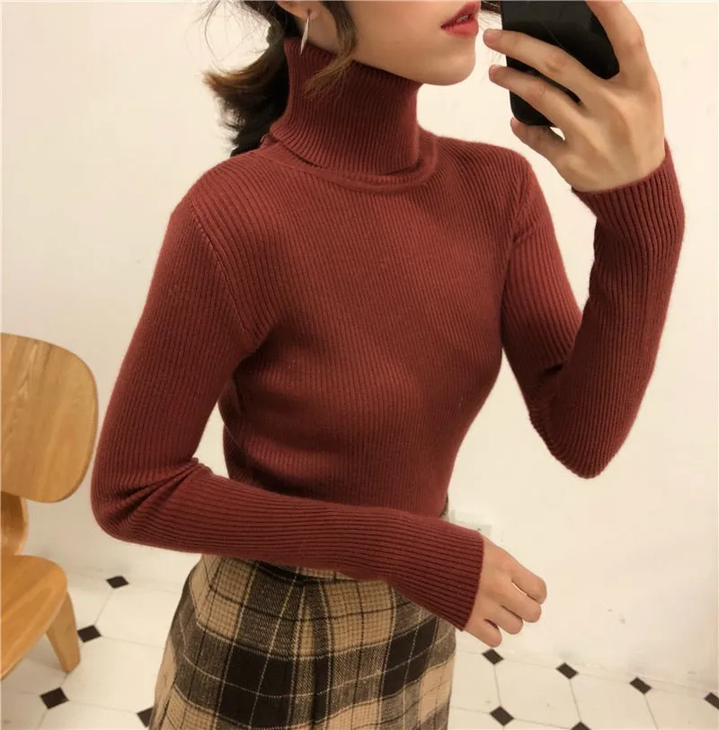 Women Turtleneck Casual Soft Knit Sweaters