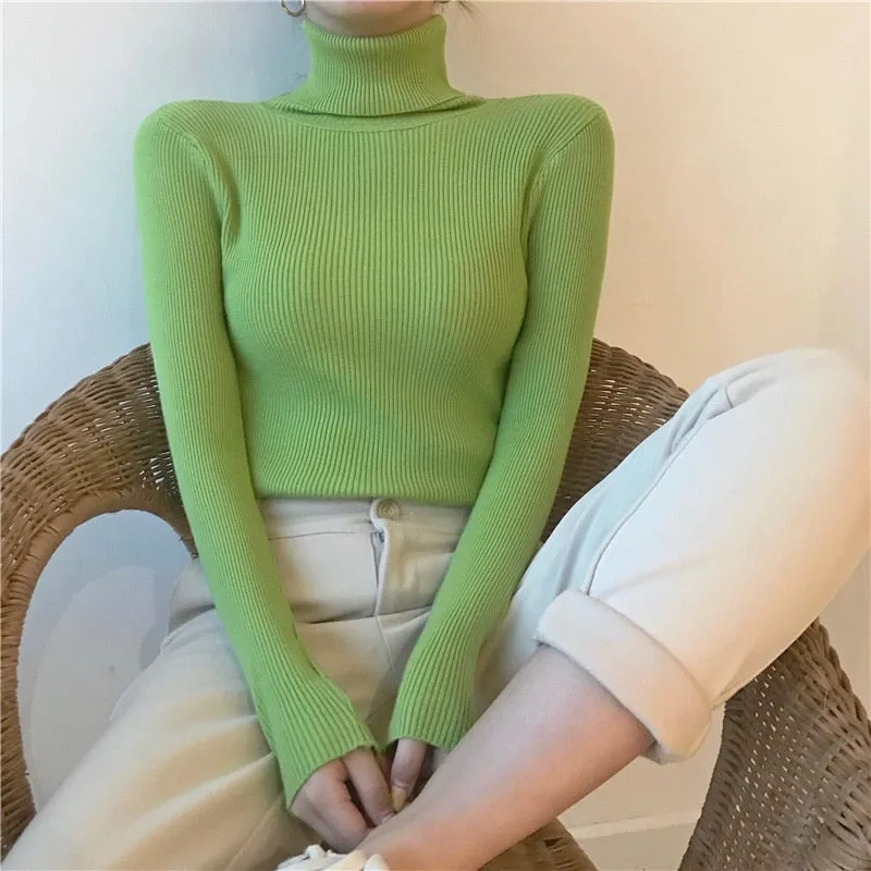 Women Turtleneck Casual Soft Knit Sweaters