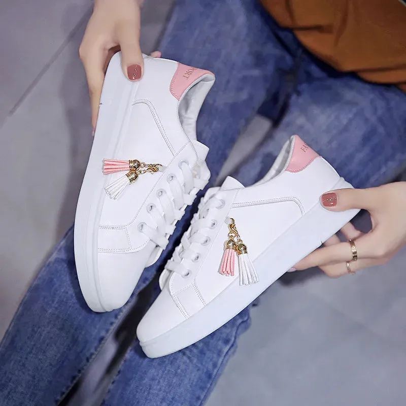 Women White Sneaker Breathable Students Casual Shoes Sports for Girl Flat Mesh White Shoes