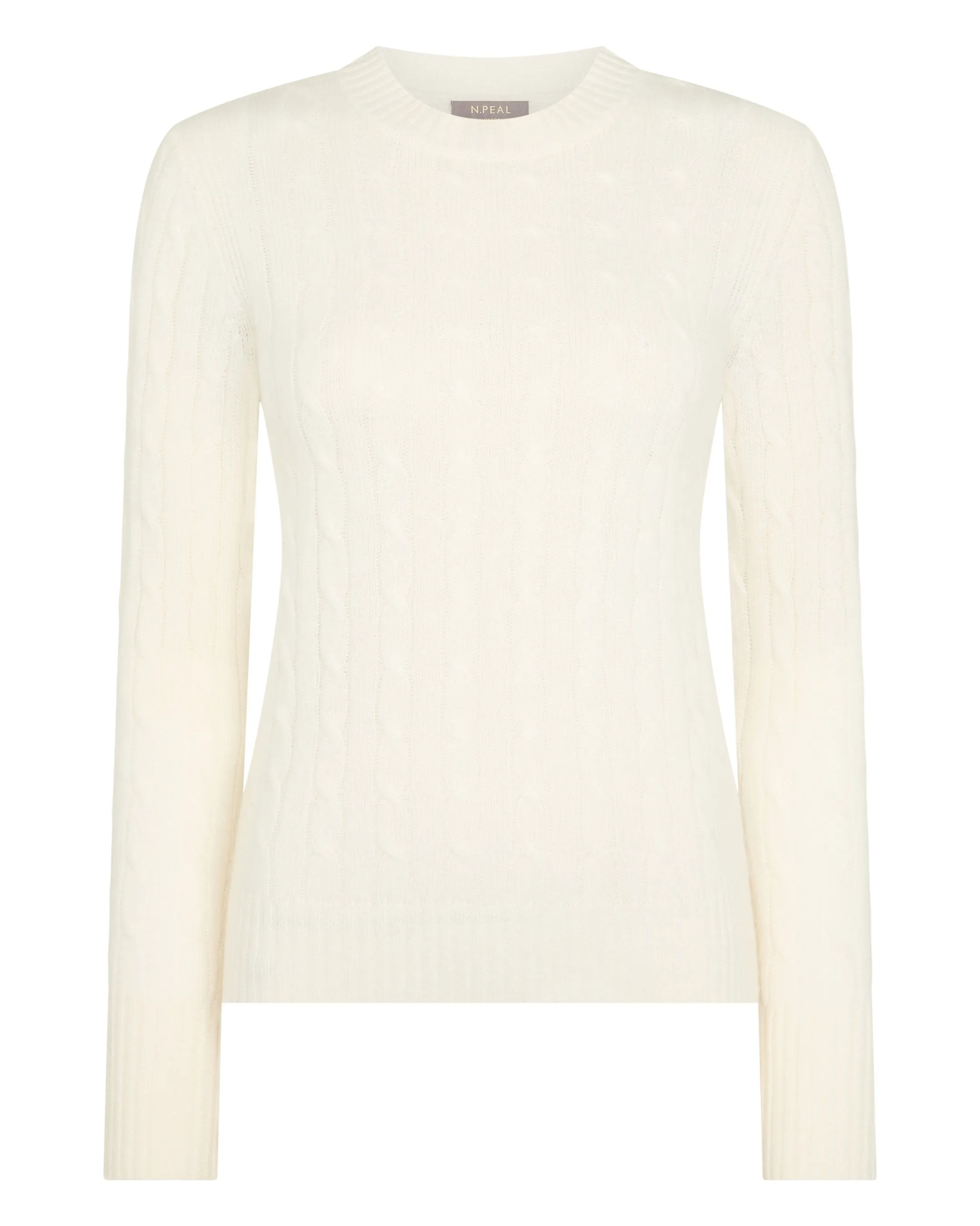 Women's Adelyn Cable Round Neck Cashmere Jumper New Ivory White