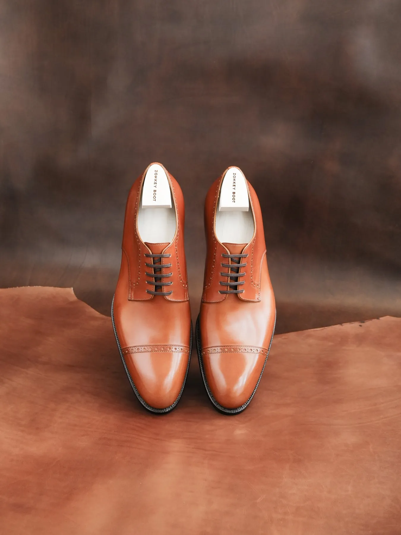 ZeroFiveThree.Havana Toe-Cap Derby Shoes from Bavarian Calf